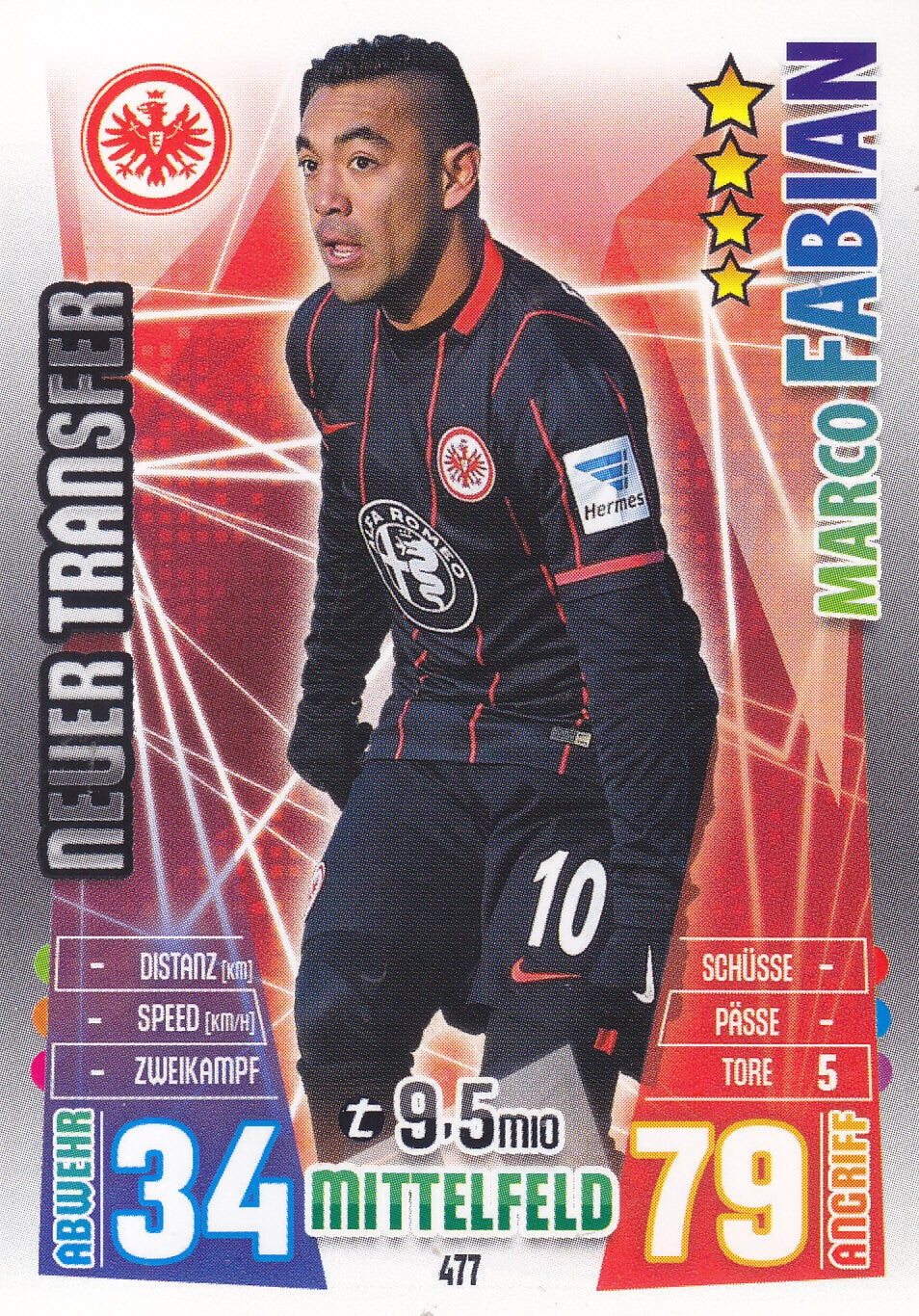 Marco Fabian / Eintracht Frankfurt / Topps Match Attax 2015 / Neuer Transfer / Nr. 477