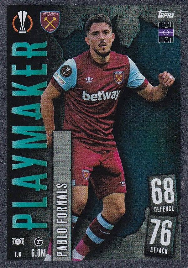Pablo Fornals / Westham United / Topps Champions League 2023 / Playmaker / Nr. 108