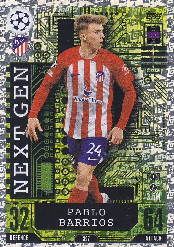 Pablo Barrios / Atletico Madrid / Topps Champions League 2023 / Next Gen Karte / Nr.387