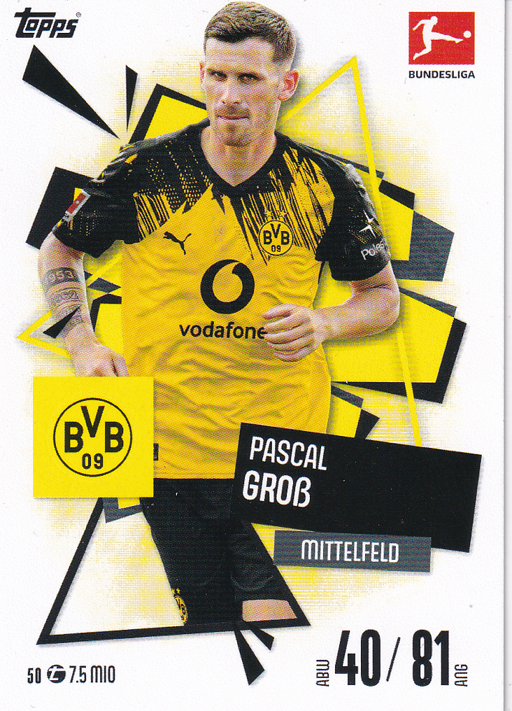 Pascal Groß - Borussia Dortmund - Topps Match Attax 2025 - Basis Karte - Nr. 50