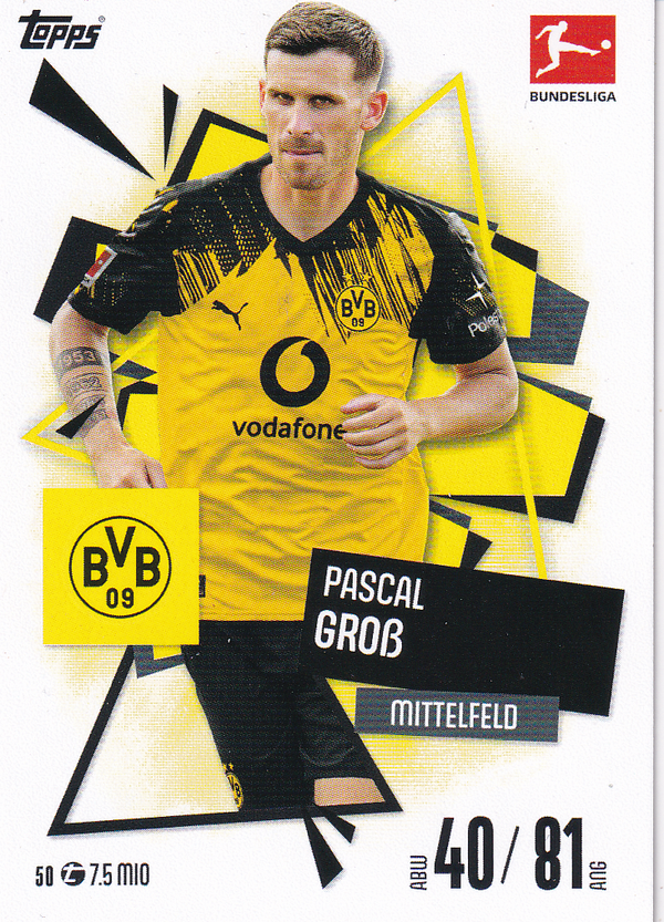 Pascal Groß - Borussia Dortmund - Topps Match Attax 2025 - Basis Karte - Nr. 50