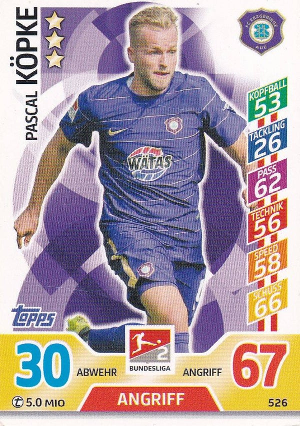 Pascal Köpke / FC Erzgebirge Aue / Topps Match Attax 2017 / Basis Karte / Nr. 526