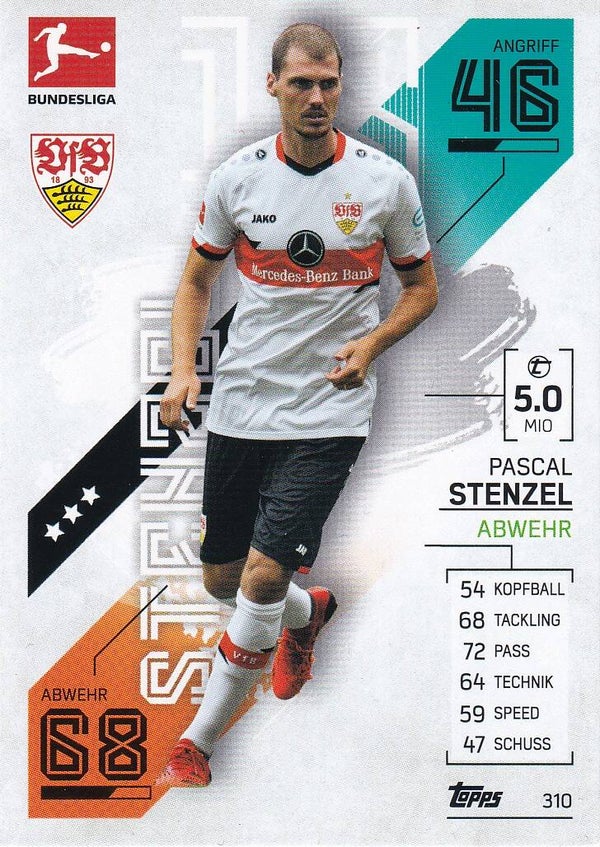 Pascal Stenzel / VFB Stuttgart / Topps Match Attax 2021 / Basis Karte / Nr. 310