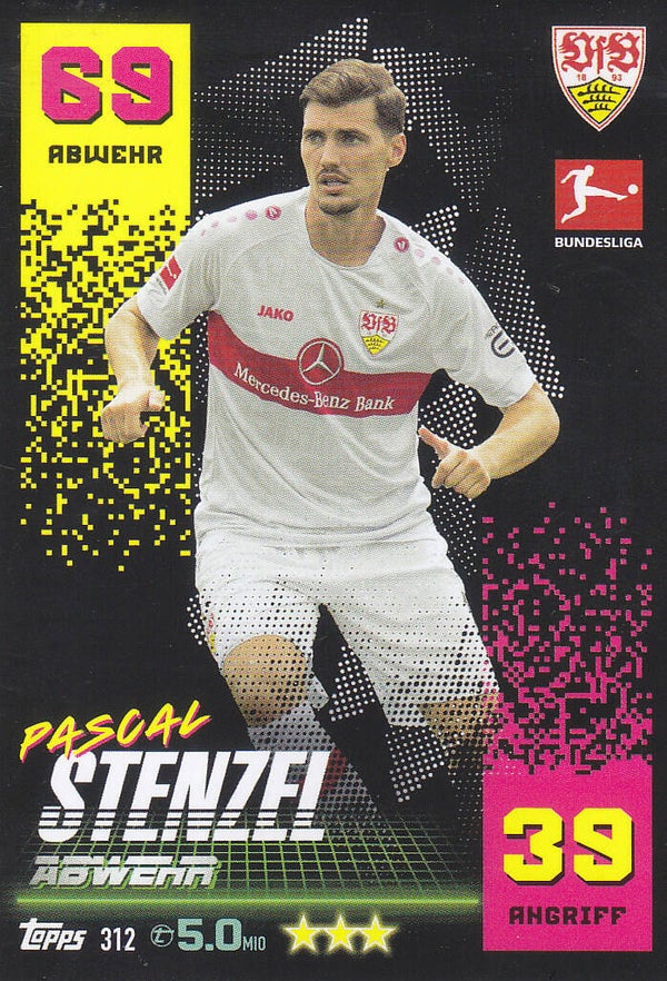 Pascal Stenzel / VFB Stuttgart / Topps Match Attax 2022 / Basis Karte / Nr. 312