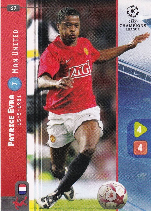 Patrice Evra / Manchester United / Panini Champions League 2008 / Basis Karte / Nr. 69