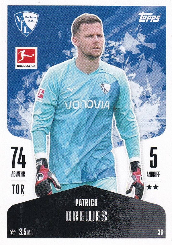 Patrick Drewes / VFL Bochum / Topps Match Attax 2024 / Basis Karte / Nr. 38