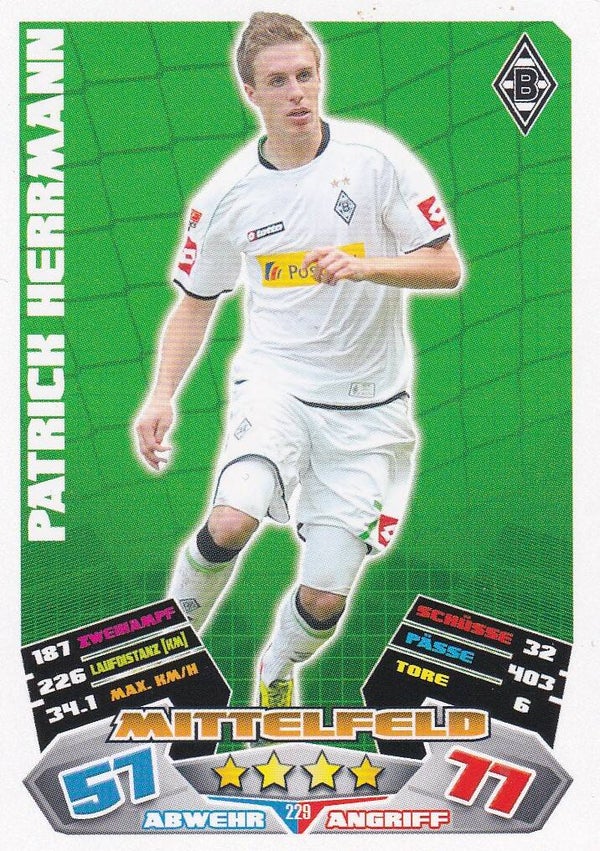 Patrick Herrmann - Borussia Mönchengladbach - Topps Match Attax 2012 - Basis Karte - Nr. 229