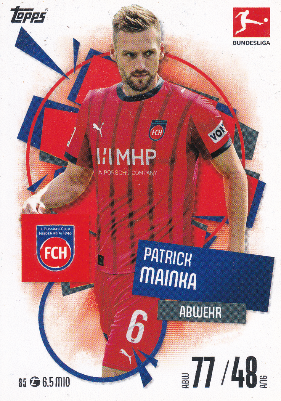 Patrick Mainka - 1.FC Heidenheim - Topps Match Attax 2025 - Basis Karte - Nr. 85