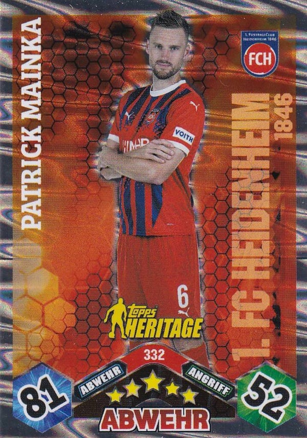 Patrick Mainka / 1.FC Heidenheim / Topps Match Attax 2024 / Heritage / Nr. 332