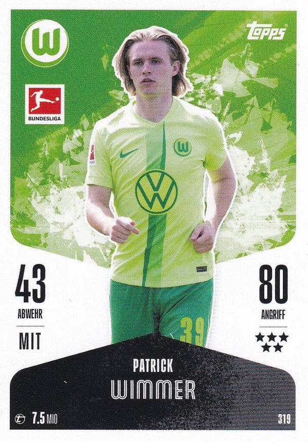 Patrick Wimmer / VFL Wolfsburg / Topps Match Attax 2024 / Basis Karte / Nr. 319