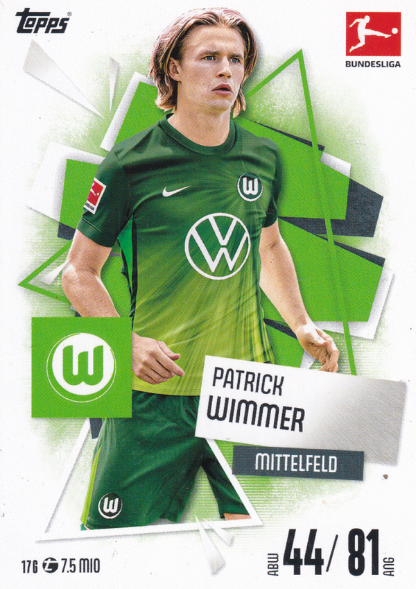 Patrick Wimmer - VFL Wolfsburg - Topps Match Attax 2025 - Basis Karte - Nr. 176