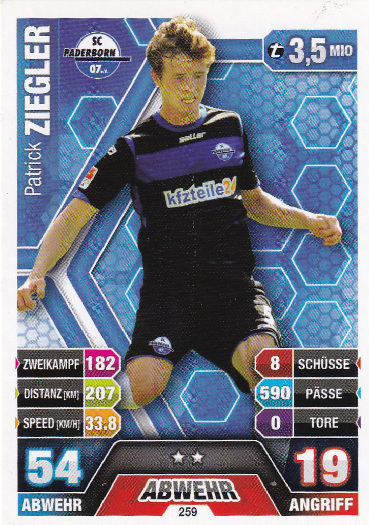 Patrick Ziegler - SC Paderborn - Topps Match Attax 2014 - Basis Karte - Nr. 259