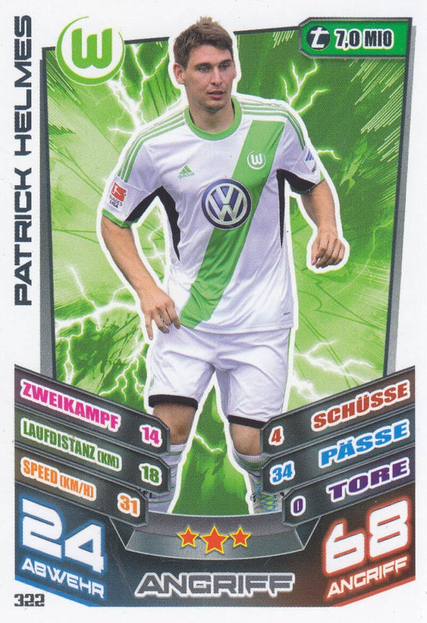 Patrick Helmes / VFL Wolfsburg / Topps Match Attax 2013 / Basis Karte / Nr. 322