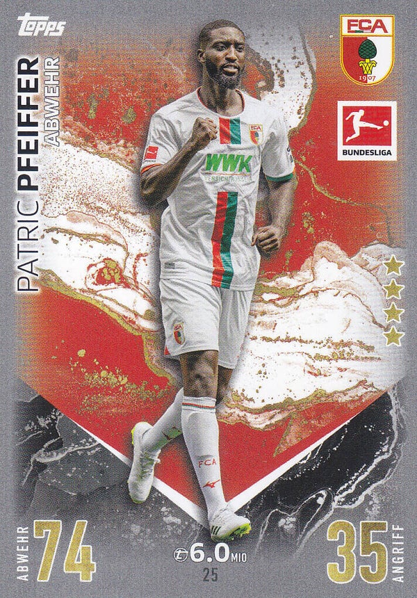 Patric Pfeiffer / FC Augsburg / Topps Match Attax 2023 / Basis Karte / Nr.25