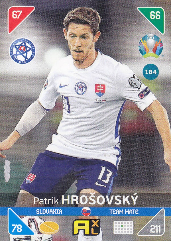Patrik Hrosovsky / Slovenien / Panini Adrenalyn Fußball EM 2020 / Team Mate Karte / Nr.184