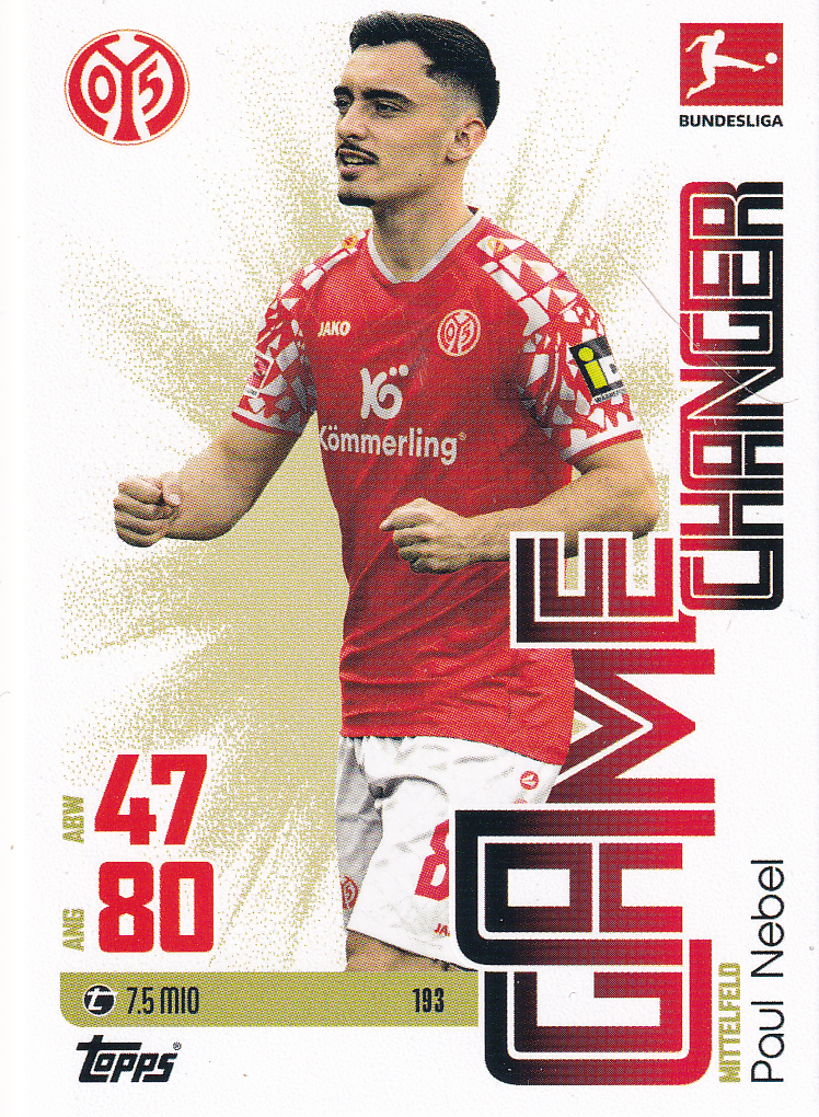 Paul Nebel - 1.FSV Mainz 05 - Topps Match Attax 2025 - Game Changer - Nr. 193
