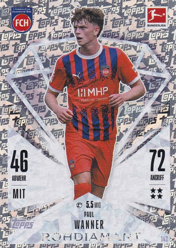 Paul Wanner / FC Heidenheim / Topps Match Attax 2024 / Rohdiamant / Nr. 142