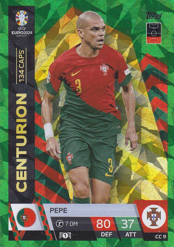 Pepe / Portugal / Topps EM 2024 / Centurion Karte / Green / Nr. CC 9
