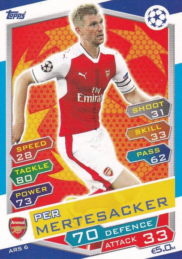 Per Mertesacker / Arsenal London / Topps Champions League 2016 / Basis Karte / Nr. ARS 6