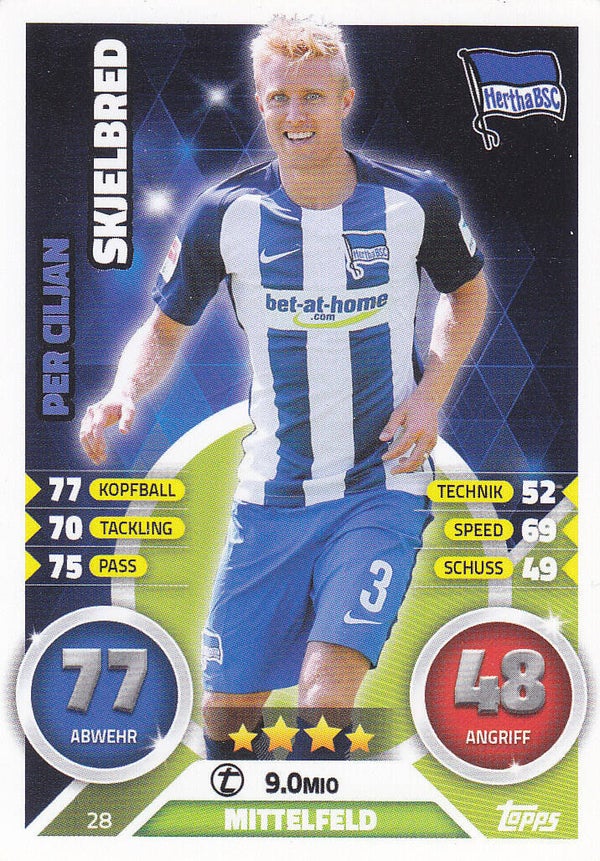 Per Ciljan Skjelbred - Hertha BSC Berlin - Topps Match Attax 2016 - Basis Karte - Nr. 28
