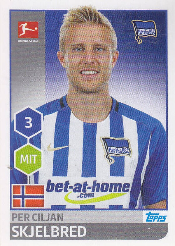 Per Ciljan Skjelbred / Hertha BSC Berlin / Topps Bundesliga 2017 / Basis Bild / Nr. 26