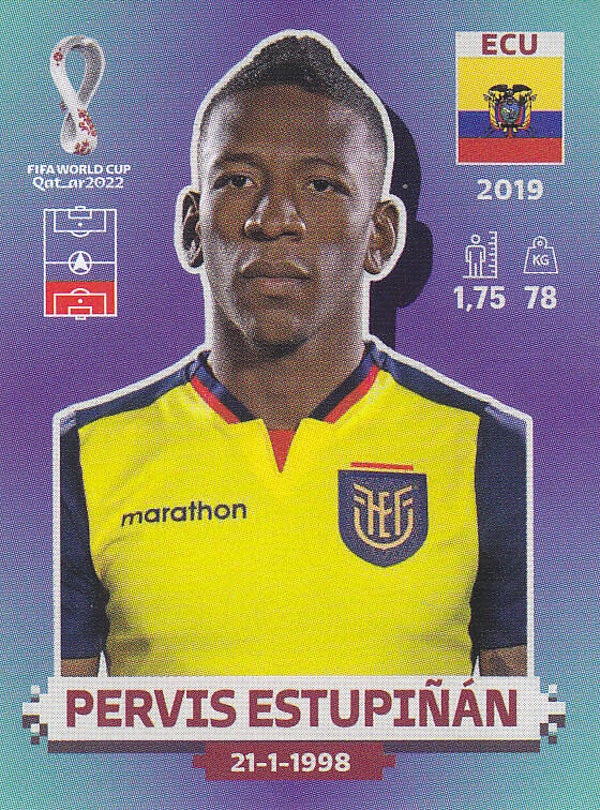 Pervis Estupinan / Ecuador / Panini WM 2022 / Basis Bild / Nr. ECU7