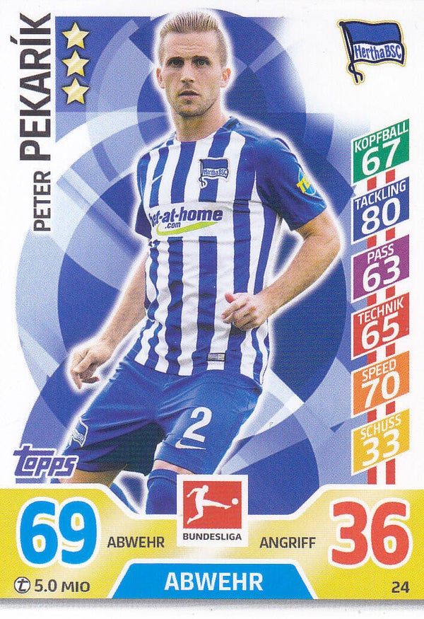 Peter Pekarik / Hertha BSC Berlin / Topps Match Attax 2017 / Basis Karte / Nr. 24