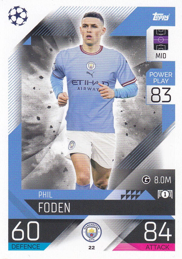 Phil Foden - Manchester City - Topps Champions League 2022 - Basis Karte - Nr. 22