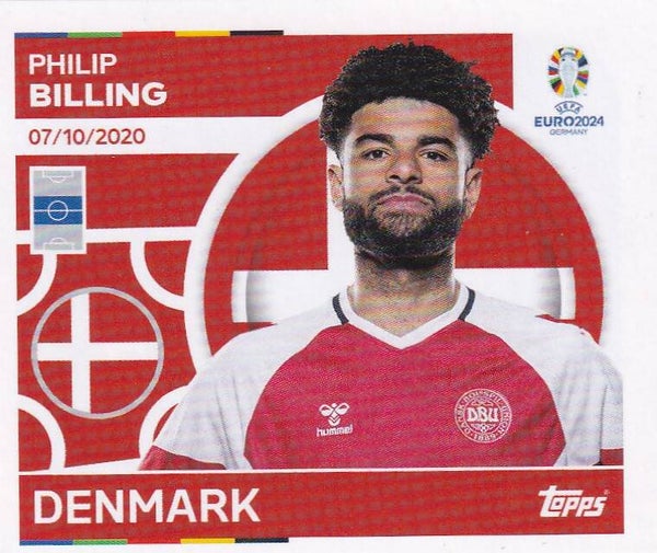 Philip Billing / Dänemark / Topps EM 2024 / Basis Bild / Nr. DEN 12