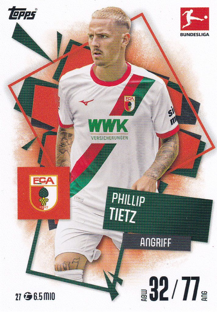 Philip Tietz - FC Augsburg - Topps Match Attax 2025 - Basis Karte - Nr. 27
