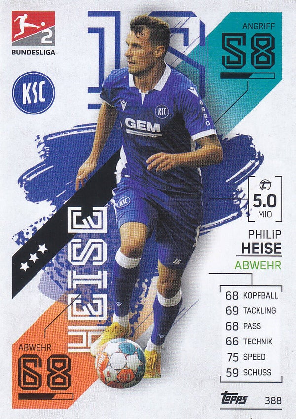 Philip Heise / Karlsruher SC / Topps Match Attax 2021 / Basis Karte / Nr. 388