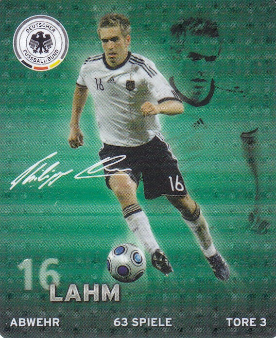 Philipp Lahm / Deutschland / DFB Rewe Plastik Sammelkarte WM 2010 / Nr. 16/25