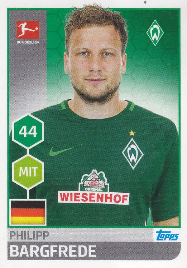 Philipp Bargfrede / SV Werder Bremen / Topps Bundesliga 2017 / Basis Bild / Nr.42