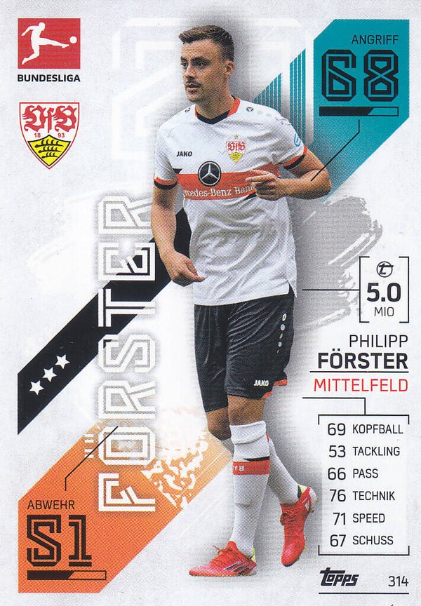 Philipp Förster / VFB Stuttgart / Topps Match Attax 2021 / Basis Karte / Nr. 314