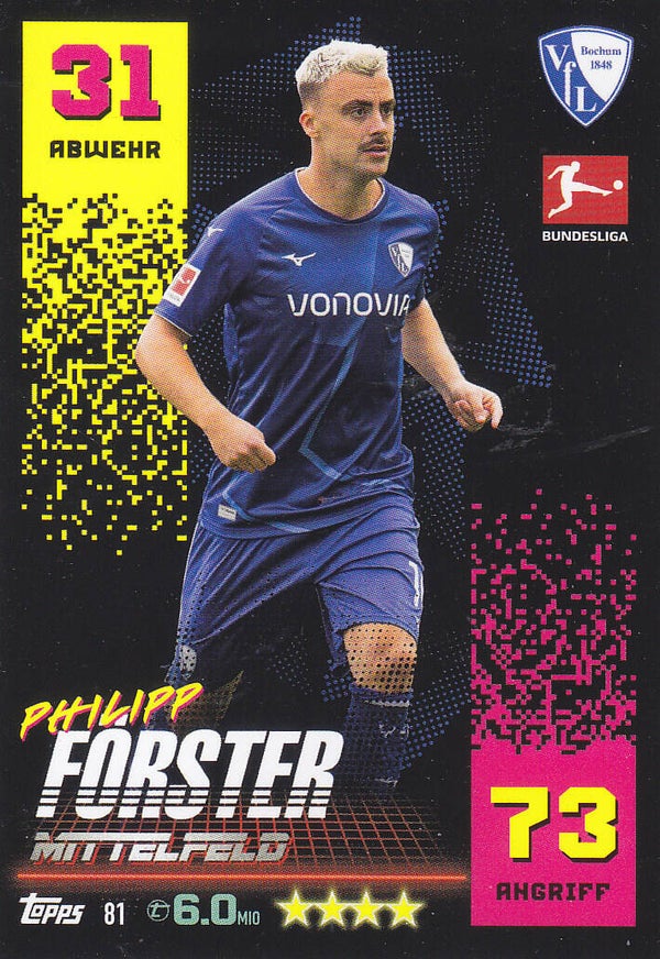 Philipp Förster / VFL Bochum / Topps Match Attax 2022 / Basis Karte / Nr. 81