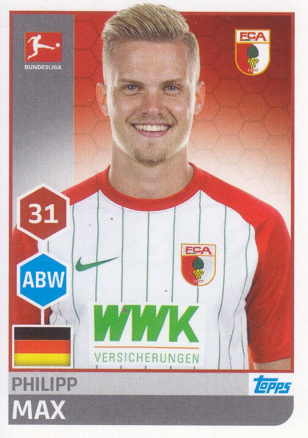 Philipp Max / FC Augsburg / Topps Bundesliga 2017 / Basis Bild / Nr.8