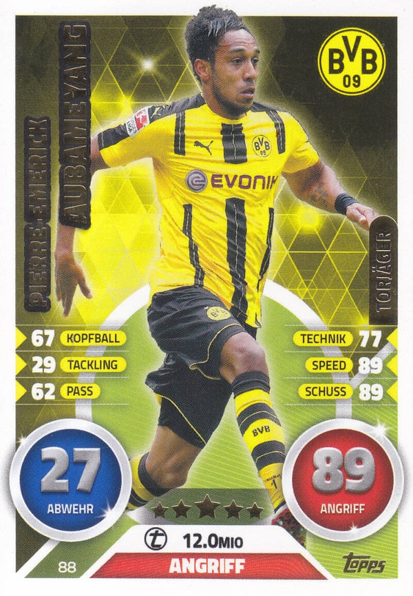Pierre Emerick Aubameyang / Borussia Dortmund / Topps Match Attax 2016 / Torjäger / Nr.88