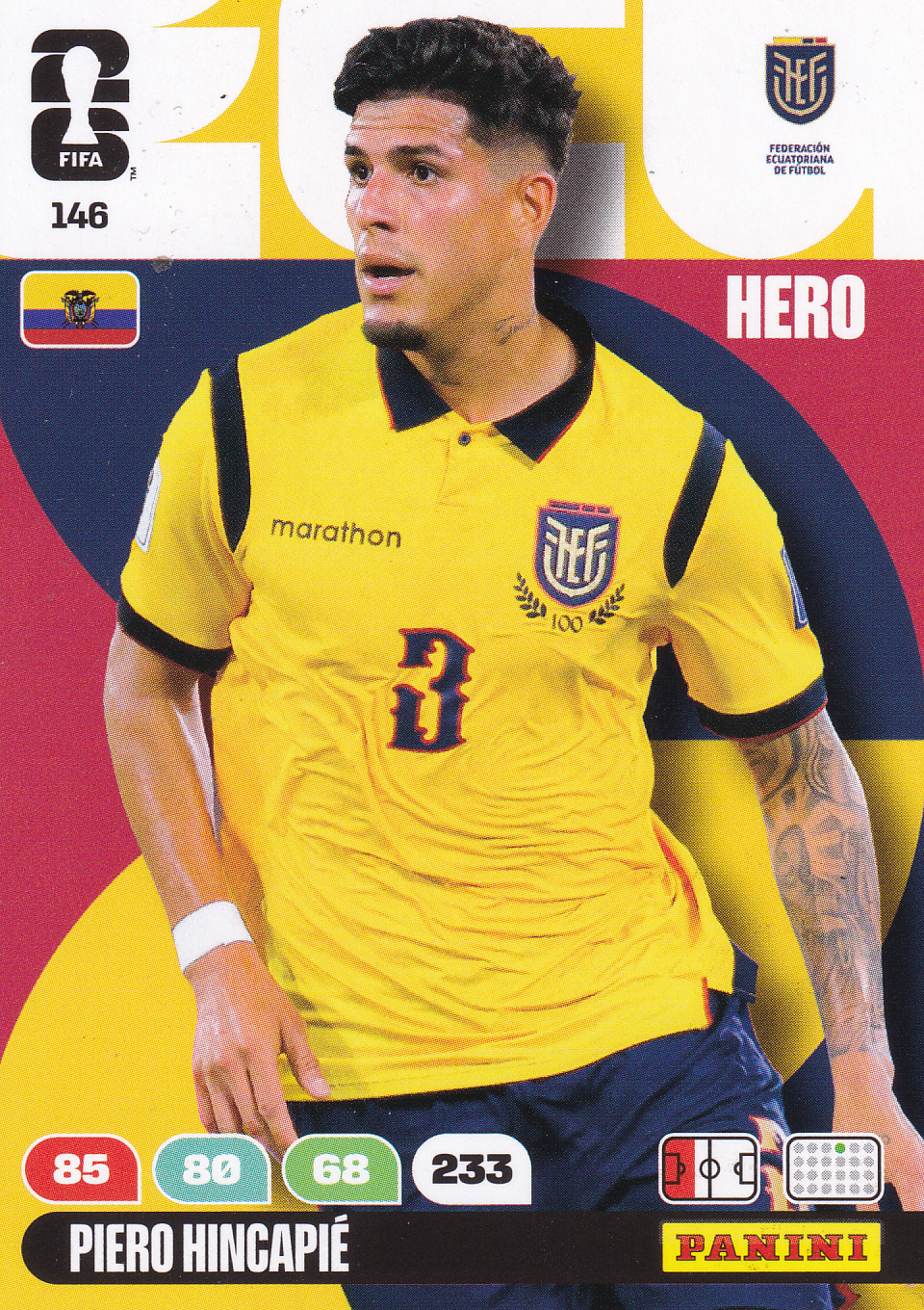 Piero Hincapie - Ecuador - Panini WM 2026 - Hero - Nr. 146