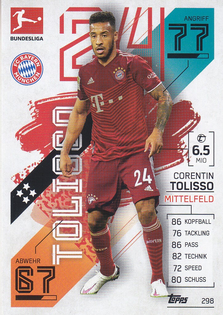 Corentin Tolisso / FC Bayern München / Topps Bundesliga 2021 / Basis Karte / Nr.298