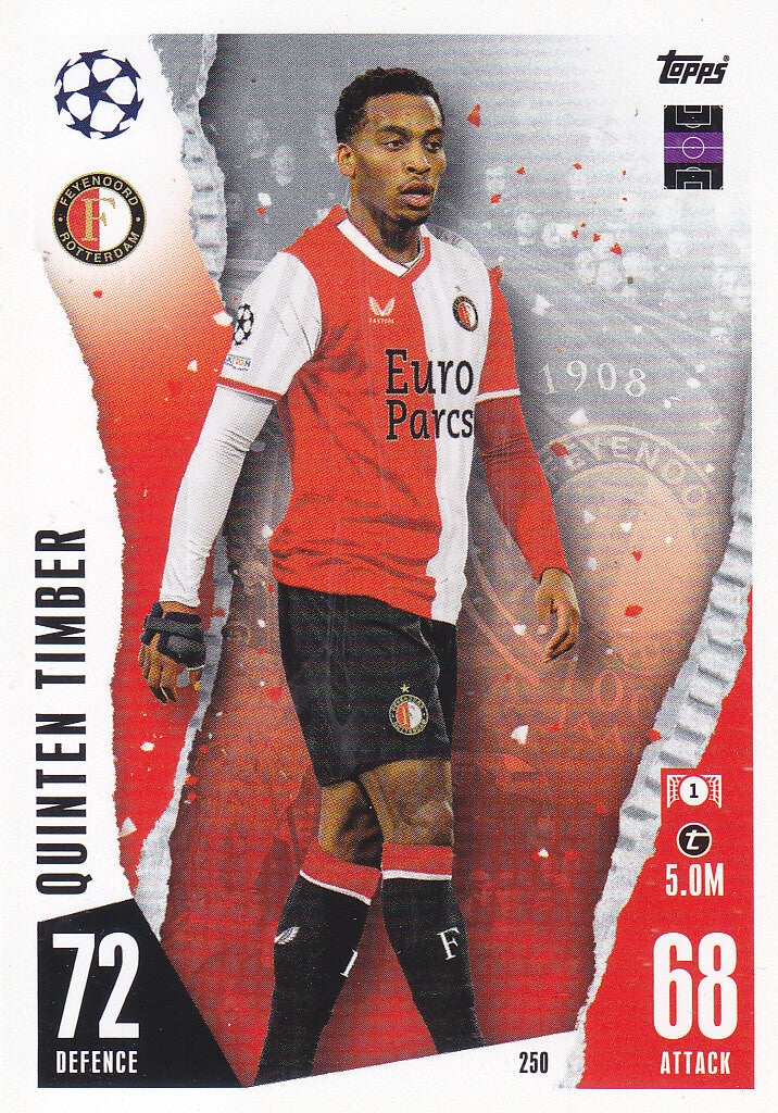 Quinten Timber / Feyernoord Rotterdam / Topps Champions League 2023 / Basis Karte / Nr.250