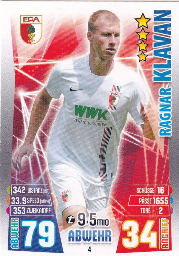 Ragnar Klavan / FC Augsburg / Topps Match Attax 2015 / Basis Karte / Nr. 4