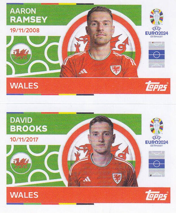 Aaron Ramsey & David Brooks / Wales / Topps EM 2024 / Basis Doppelbild / Nr. WAL 8 WAL 9