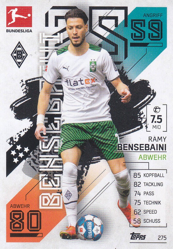 Ramy Bensebaini / Borussia Mönchengladbach / Topps Bundesliga 2021 / Basis Karte / Nr. 275
