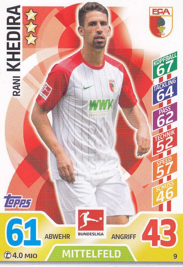 Rani Khedira / FC Augsburg / Topps Match Attax 2017 / Basis Karte / Nr.9