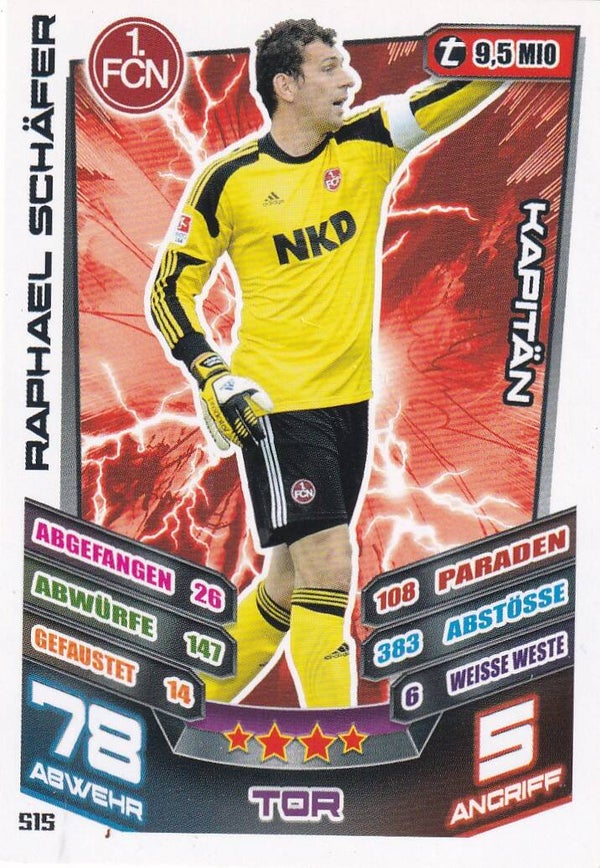 Raphael Schäfer - 1.FC Nürnberg - Topps Match Attax 2013 - Kapitän - Nr. 515