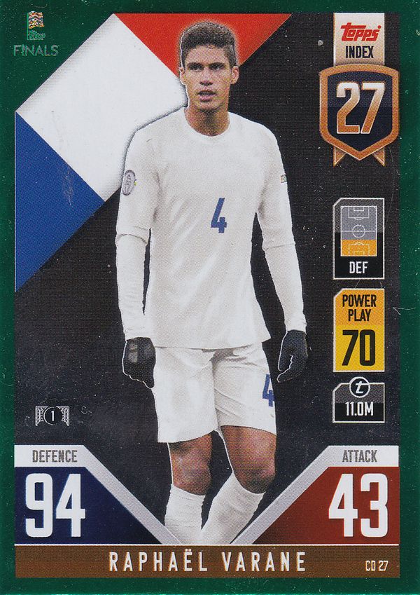 Raphael Varane - Frankreich - Topps National League 2022 - Parallel Grün - Nr. CD 27