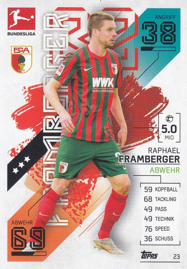 Raphael Framberger / FC Augsburg / Topps Match Attax 2021 / Basis Karte / Nr.23