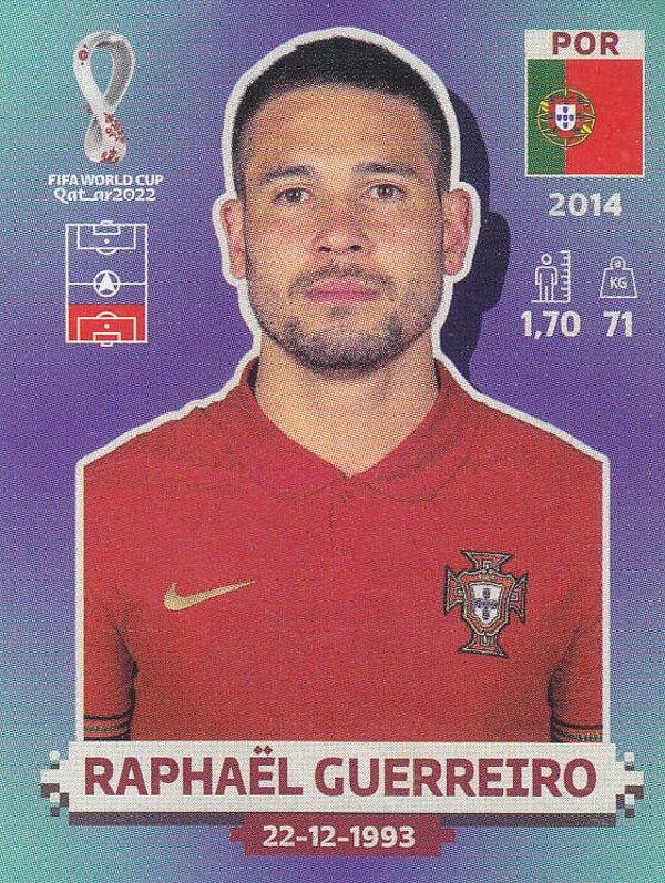Raphael Guerreiro / Portugal / Panini WM 2022 / Basis Bild / Nr. POR 9