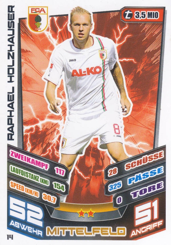 Raphael Holzhauser / FC Augsburg / Topps Match Attax 2013 / Basis Karte / Nr.14