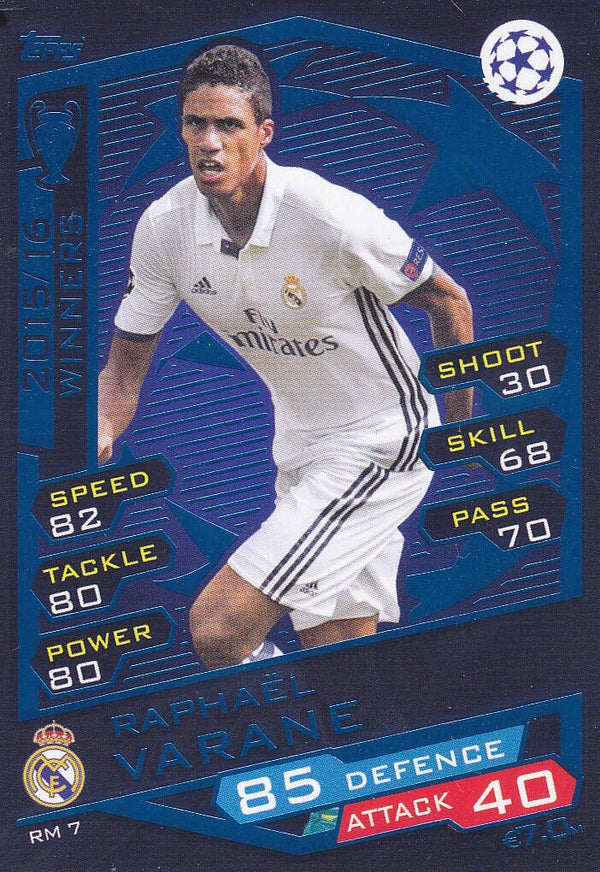 Raphael Varane - Real Madrid - Topps Champions League 2016 - Winners 2015 - Nr. RM 7